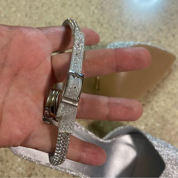 Billini Esara Silver Glitter Rhinestone Ankle Strap Pumps - Picture 9 of 10